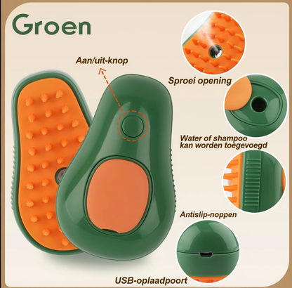 3-in-1 Stoomborstel voor Honden & Katten – Elektrische Spray Verzorgingsborstel met Massage & Haarverwijdering