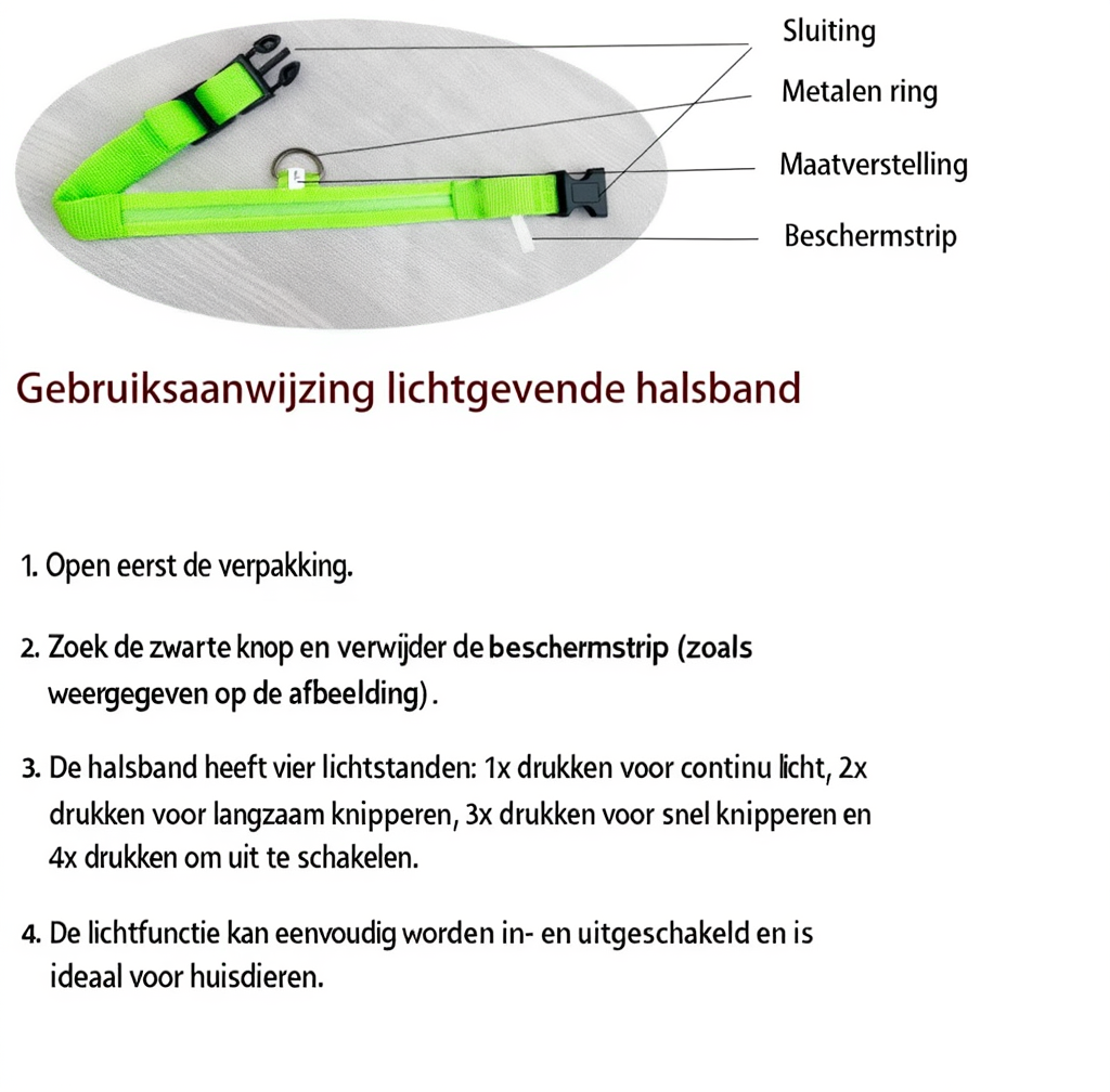Lichtgevende Hondenhalsband – Oplaadbare LED Halsband met Reflectie | Veilig Wandelen in het Donker