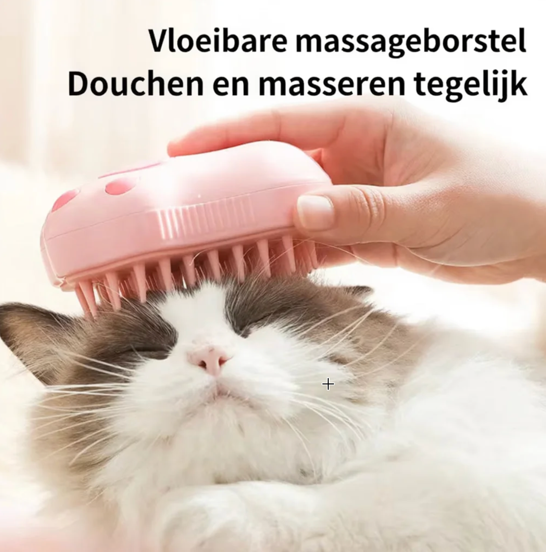 3-in-1 Stoomborstel voor Honden & Katten – Elektrische Spray Verzorgingsborstel met Massage & Haarverwijdering
